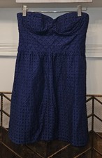 American Eagle Strapless Eyelet Navy Blue Dress Size 2.