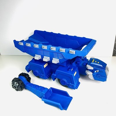 Dinotrux Blue Ton-Ton Dump Truck Ankylosaurus 18  2015 Mattel With Tail Shovel!