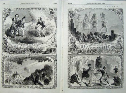 Old Antique Print 1867 Christmas Pantomimes Covent Drury Holborn Lyceum 19th