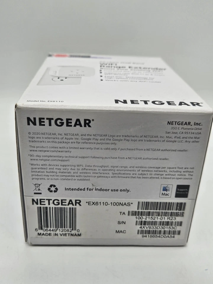 NETGEAR AC1200 WiFi Range Extender - White, Model # EX6110, New In Box - Image 4 of 4