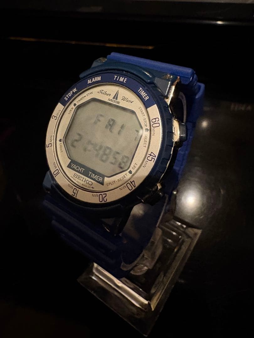 Excellent SEIKO Silver Wave Yacht Timer Watch A827 A8… - Gem