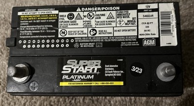 Super Start Platinum AGM Top Post 12V Battery S46B24R
