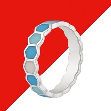 925 Sterling Silver Multi Gemstone Women Band Ring Size 9