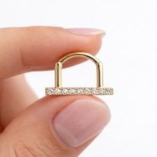 Gold Lab Grown Diamond 10K Septum Ring Clicker Nose Daith Body Jewelry Baarbij