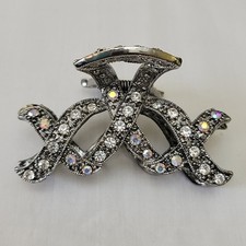 EUC Vintage Silver Crystal Claw Hair Clip