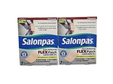 2 Pack Salonpas Pain Relieving Flex Patch Lidocaine 4%, 7 Count Each, Exp 02/27