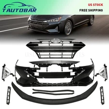 Front Bumper Cover W/Grill Lamp For 2019 2020 Hyundai Elantra Sedan Not Fold Set