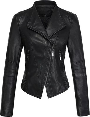 Pure Leather Biker Soft Handmade Zipper Black Jacket Women's Lambskin Motorcycle