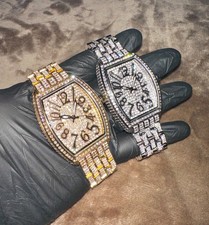 Gold/White Gold 41mm Quartz Movement Iced-Out Classic Watch