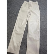 WILFRED ARITZIA MELINA IVORY VEGAN LEATHER PANTS SZ 4 OLD MONEY CLASSIC