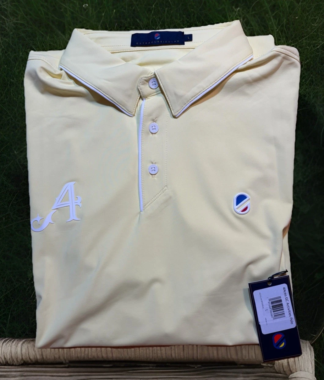 4 Four Aces Extracurricular Polo Golf Shirt Yellow Large Saudi NEW League GC