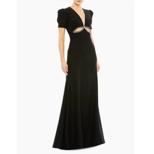 Ieena for Mac Duggal Rhinestone Cutout Sheath Gown Black #2630 Size 6 NWT Dressy