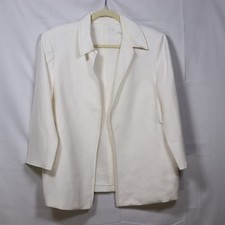 Jones New York Linen Blend Blazer XL White Women Coastal Grandma Minimalist