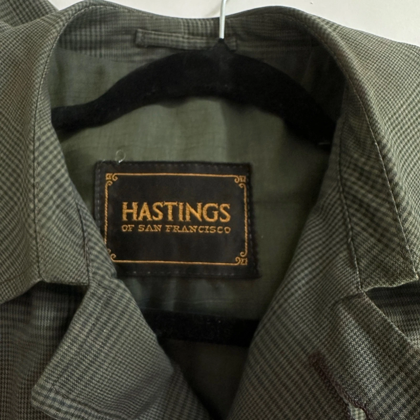 VTG Hastings Mens Mac Coat 40 M Olive Gray Glen Plaid Trench Overcoat Heritage image 7