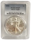 2020- AMERICAN SILVER EAGLE PCGS MS 69- .999 FINE -Milk spots