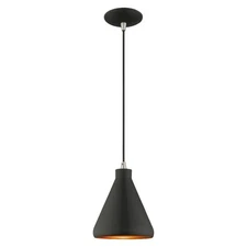 Livex Lighting 41177-04 Metal Shade - 7" One Light Mini Pendant, Black Finish