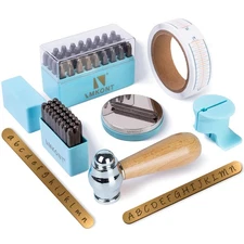 63pcs 1/8inch 3mm Metal Stamp Set with Bench Block & Hammer - A-Z a-z 0-9 Let...