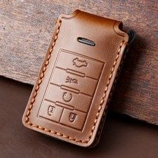 Luxury Leather Key Fob Case fits Cadillac Keyless Remote Handmade Key Holder Bag