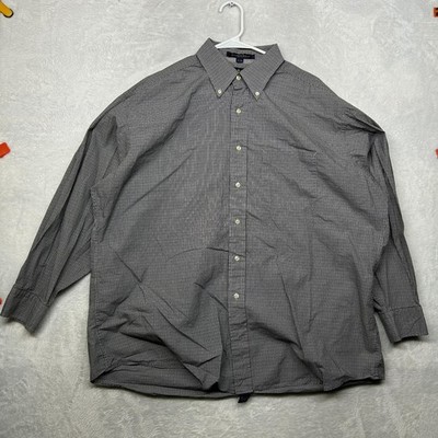 Tommy Hilfiger Golf Crest Dress Shirt Men's Gray Plaid Button Down Classic - 17