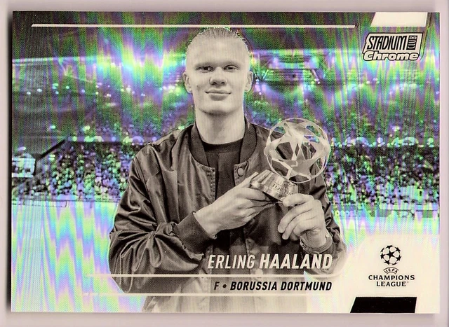 2021 Topps Stadium Club Chrome UCL Black White Refractor #46 Erling Haaland /299