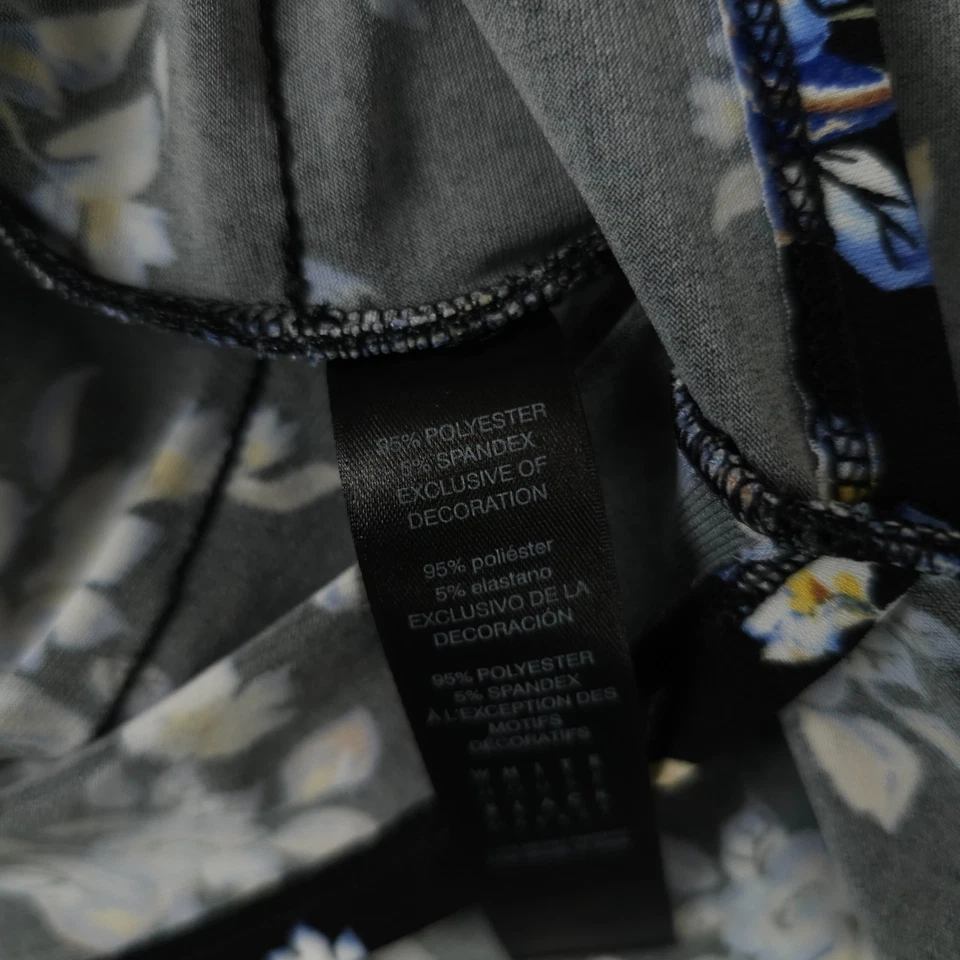 White House Black Market Tank Top Womens Large Black Floral Ruffle Tiered Laced - Image 4 of 4