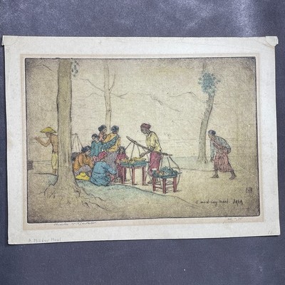 Rare Color etching, Charles W Bartlett Hand Signed in Pencil, Numbered 26 of 75