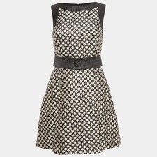 RED Valentino BlackGold Floral Jacquard Belted Mini Dress S