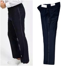 ALFANI Slim Fit Tuxedo Diamond Grid Navy Flat Front Dress Pants 32/32 New NWT