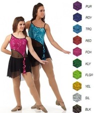 Glitter YELLOW Adult Small Ballet Tap Dance Costume Boy Shorts Sequin Unitard