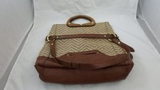 Vintage Brown Foldover Wooden Handle Purse