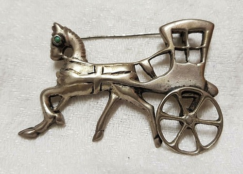 Broche Ancienne équestre – Argent Sterling 925 – Fer à Cheval – 3,9 G – Vintage