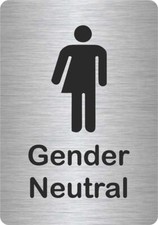 Toilet, Female, Male, Accessible, Baby Change Sign, Silver Brushed Aluminium