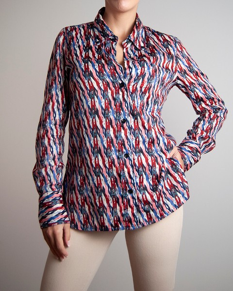 ISABEL MARANT ETOILE Size FR 36 Red blue white abstract tribal printed shirt