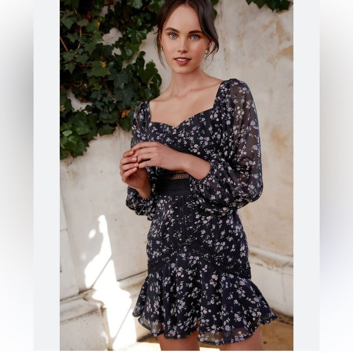 TwoSisters the Label MaryKate Dress in Black Floral Size 8 NWT