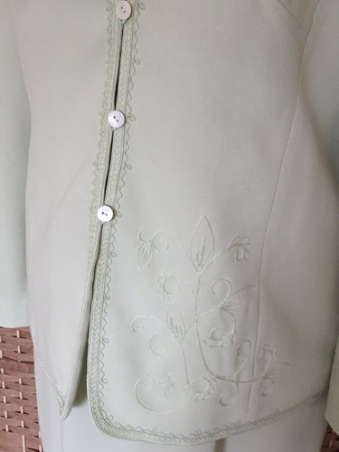 JACQUES VERT Pale Mint Green CREPE Sleeveless Dress & Jacket Sz 12 L42” WEDDING - Picture 5 of 12