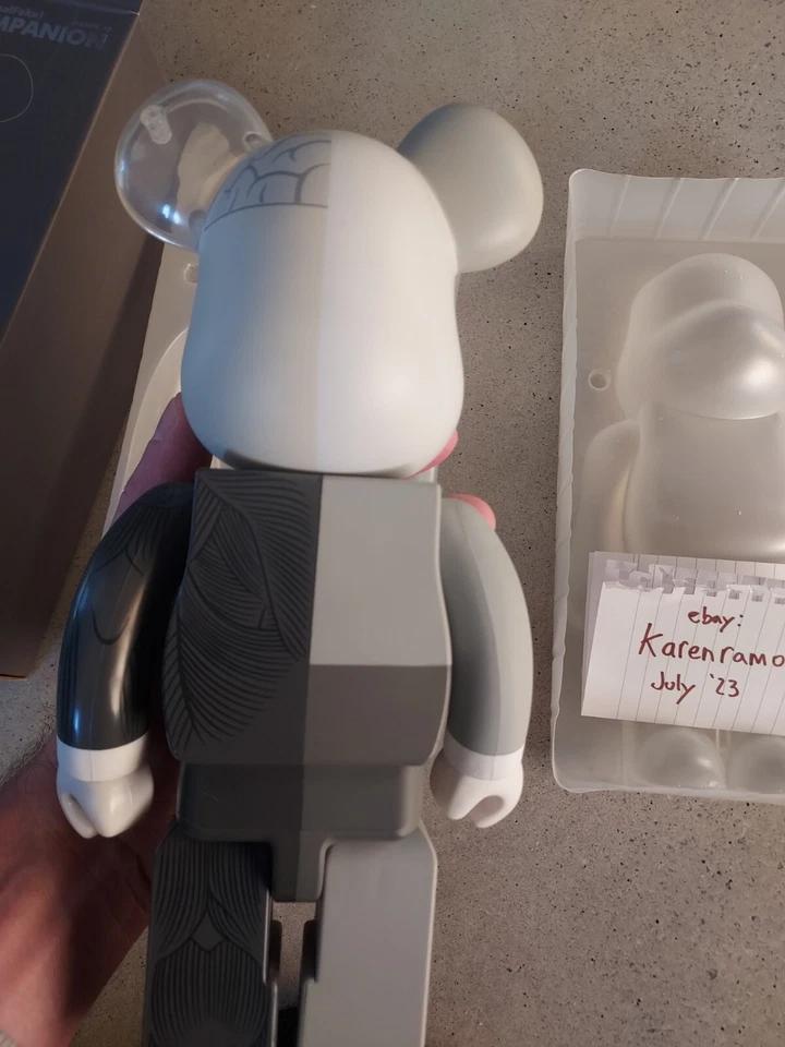 Kaws Bearbrick Original Falso Diseccionado Medicom be@rbrick 400% Gris Foto 4 de 4