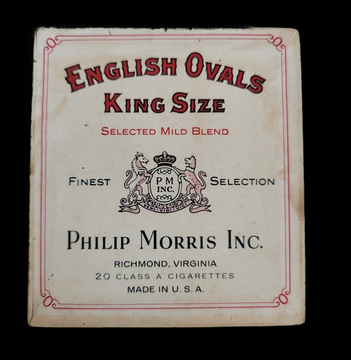 classic mild cigarette carton VINTAGE ENGLISH OVALS MILD BLEND EMPTY CIGARETTE BOX BY PHILIP MORRIS