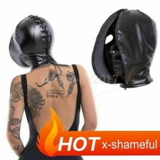 PU Leather Mask Binding Headgear Cosplay Padded Hood Blindfold Head Harness