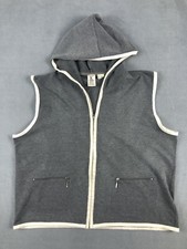 Koret K Wear Petites Sweater Vest Womens P2P 22 IN Sleeveless Full Zip Gray Hood