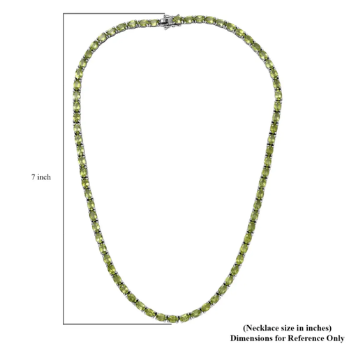 16 Inch Tennis Necklace Green Peridot Oval 6*4 MM Sterling Silver Platinum Over - Picture 5 of 5