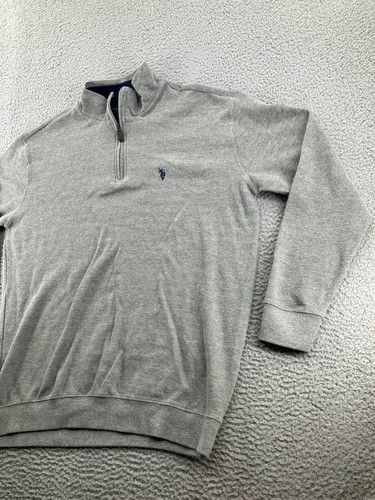 US Polo Assn Sweatshirt Mens Extra Large Tall XLT Gray Quarter Zip Pullover - Picture 12 of 17