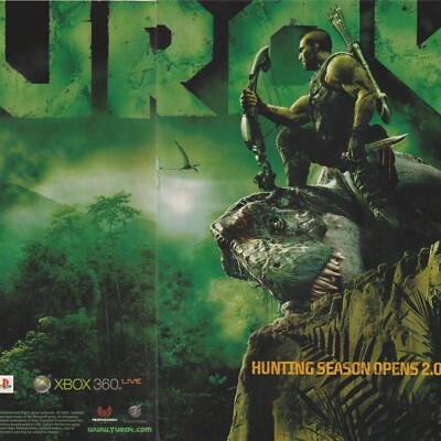 Vintage 2008 TUROK Original Video Game 2-Pg Print Ad PS3 Art 42x27cm EGM 225