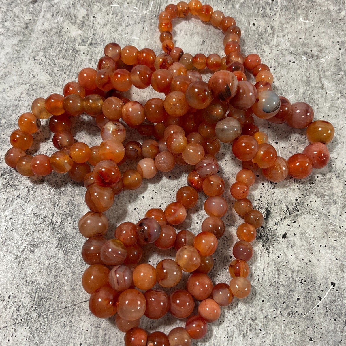Lot of Peach Agate Beads Natural Burnt Orange color Gemstones Necklaces