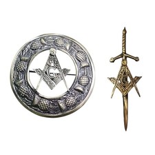 Men's Scottish Masonic Antique Kilt Pin and Buckle