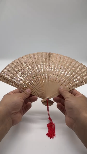 Japanese Folding Hand Fan Wood Japanese Sensu Scented From Japan USED1 - Video 1 of 1