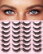 14Pairs Bushy Style Cat Eyes Look 14mm False Eyelashes Faux 3D Mink Lashe Fluffy