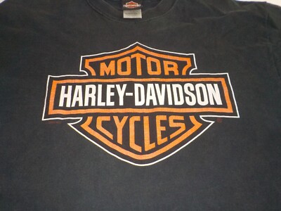 Harley Davidson T-Shirt L Black Hanes Beefy Tag Made USA Zooks Des