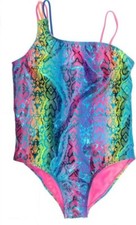 Wonder Nation Size L 10-12 Girl's Multi Color Swimwear One Piece Swimsuit