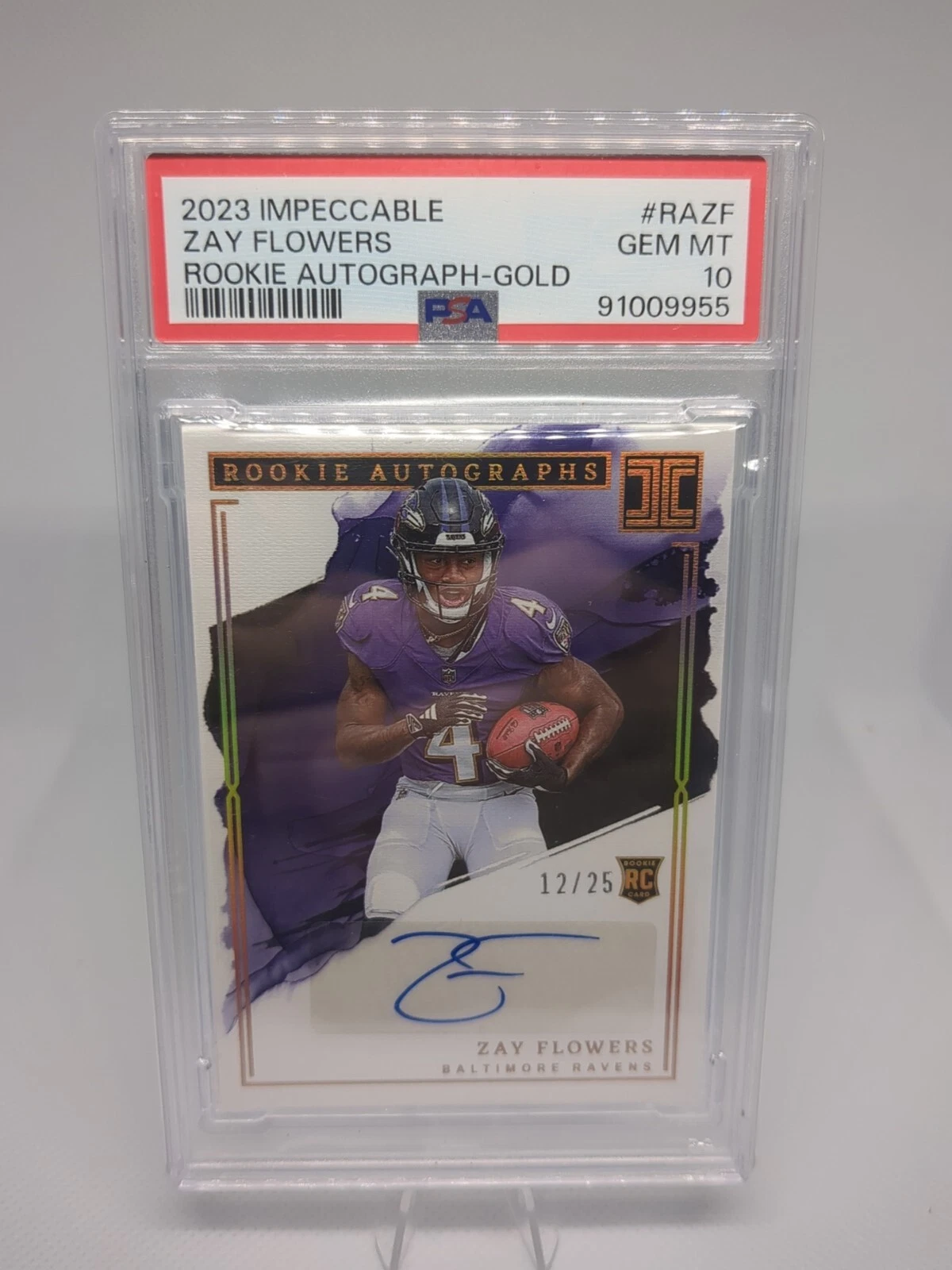 Zay Flowers Panini Impeccable Rookie Autographs #RAZF Gold