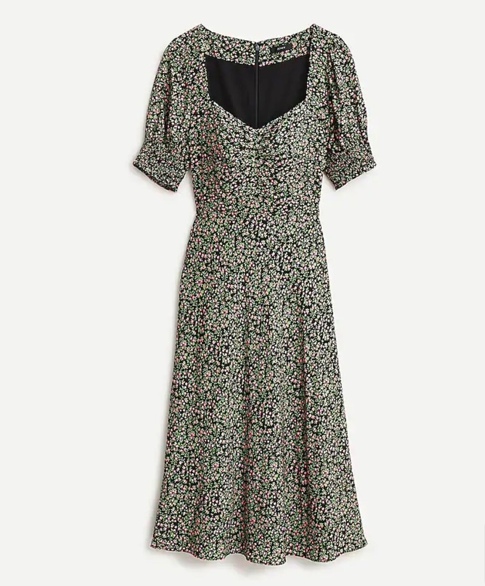 J.CREW SMOCKED-SLEEVE MIDI DRESS IN FLORAL SIZE 10 AO898 | eBay